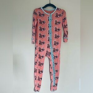 Kickee Pants Pink Squirrel Print Zippy Pajamas